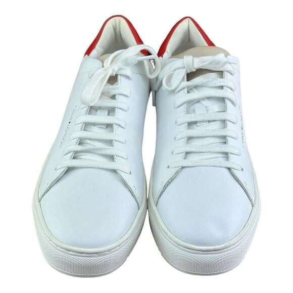 Crime London Men  size 8.5-9  Sneakers Leather White with Red - Picture 2 of 7